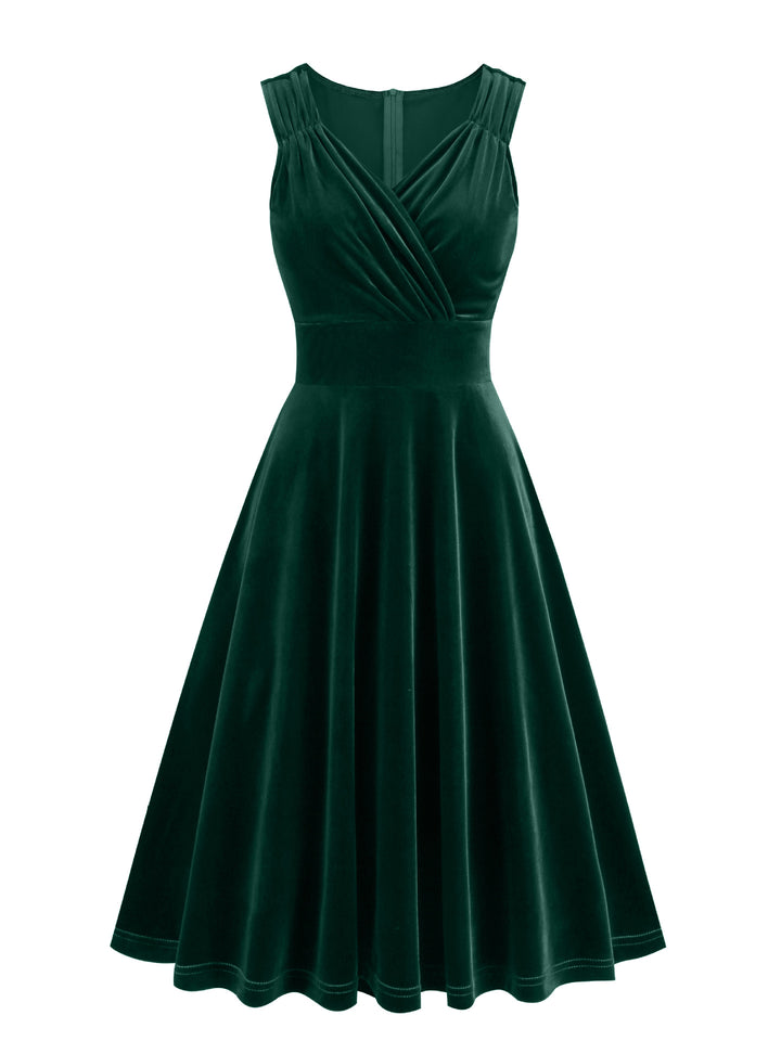 A-Line/Princess 1950s V-Neck Sleeveless Vintage Dresses with Pleats