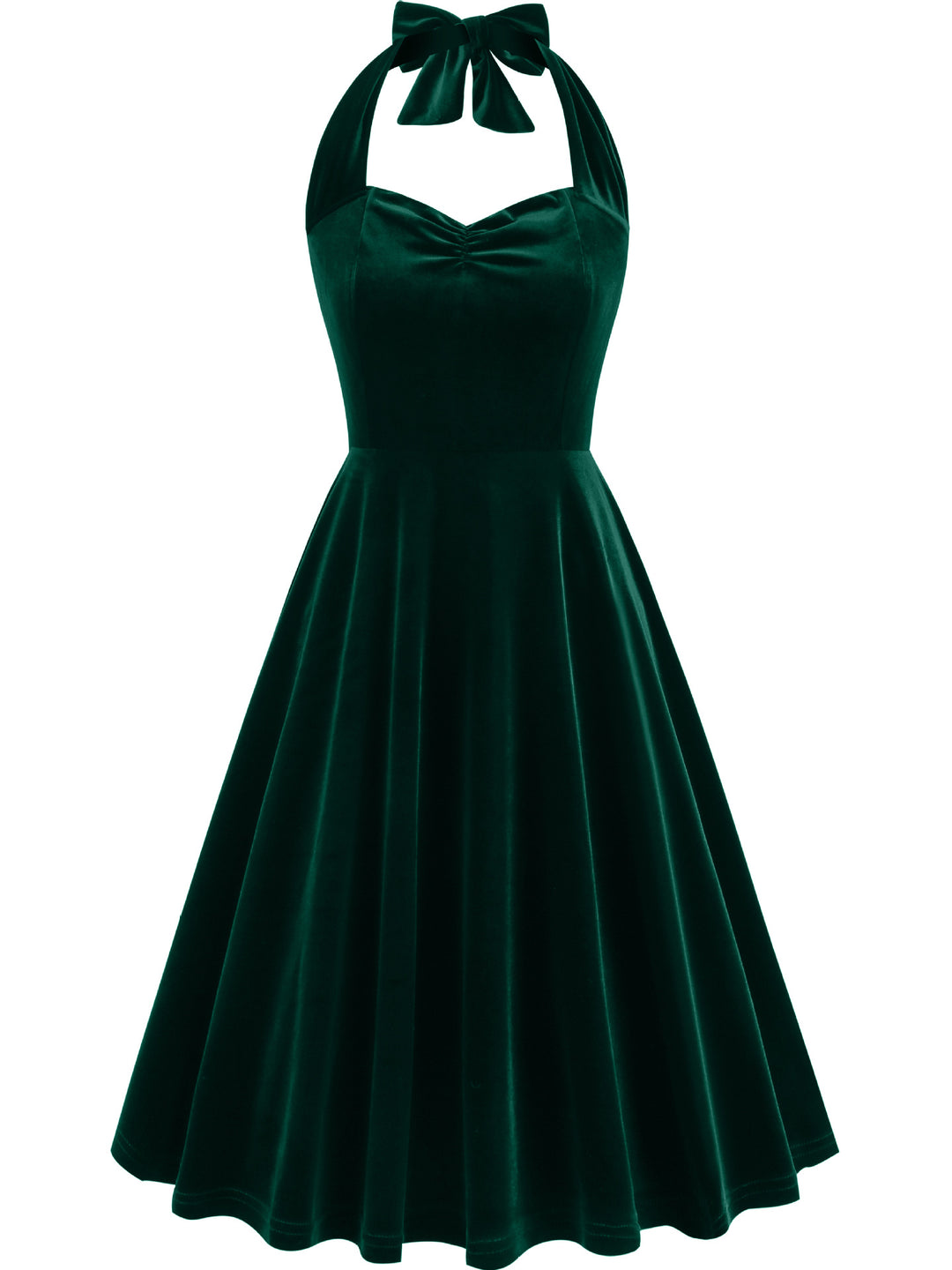 A-Line/Princess 1950s Halter Sleeveless Vintage Dresses with Pleats