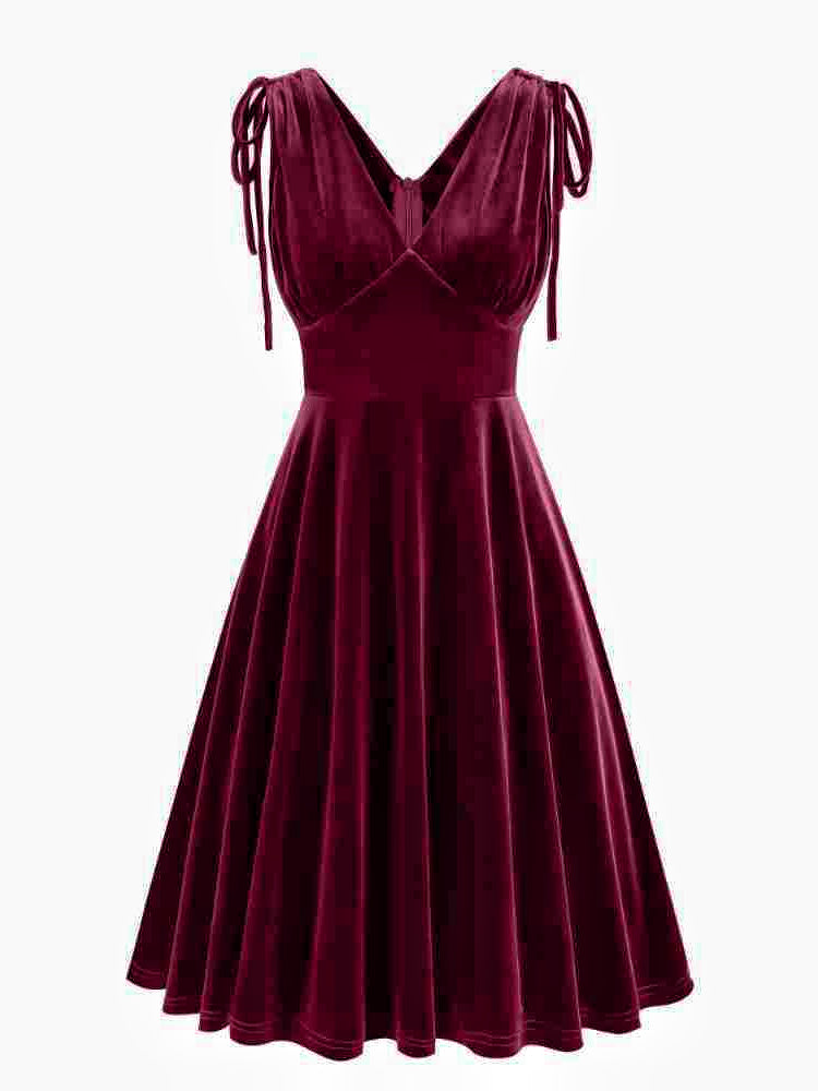 A-Line/Princess 1950s V-Neck Sleeveless Vintage Dresses with Pleats