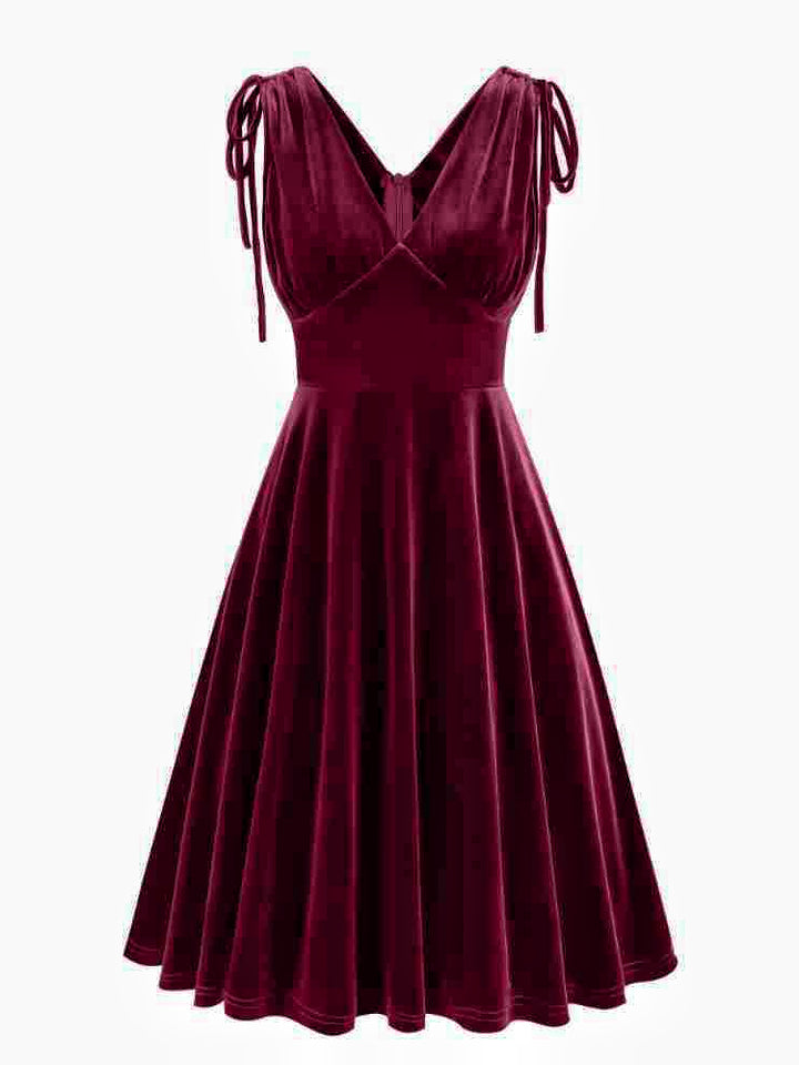 A-Line/Princess 1950s V-Neck Sleeveless Vintage Dresses with Pleats