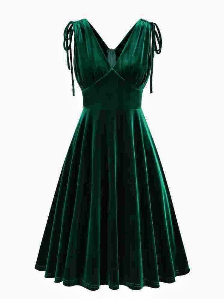 A-Line/Princess 1950s V-Neck Sleeveless Vintage Dresses with Pleats