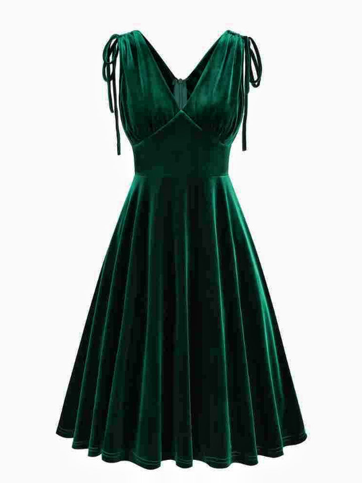 A-Line/Princess 1950s V-Neck Sleeveless Vintage Dresses with Pleats
