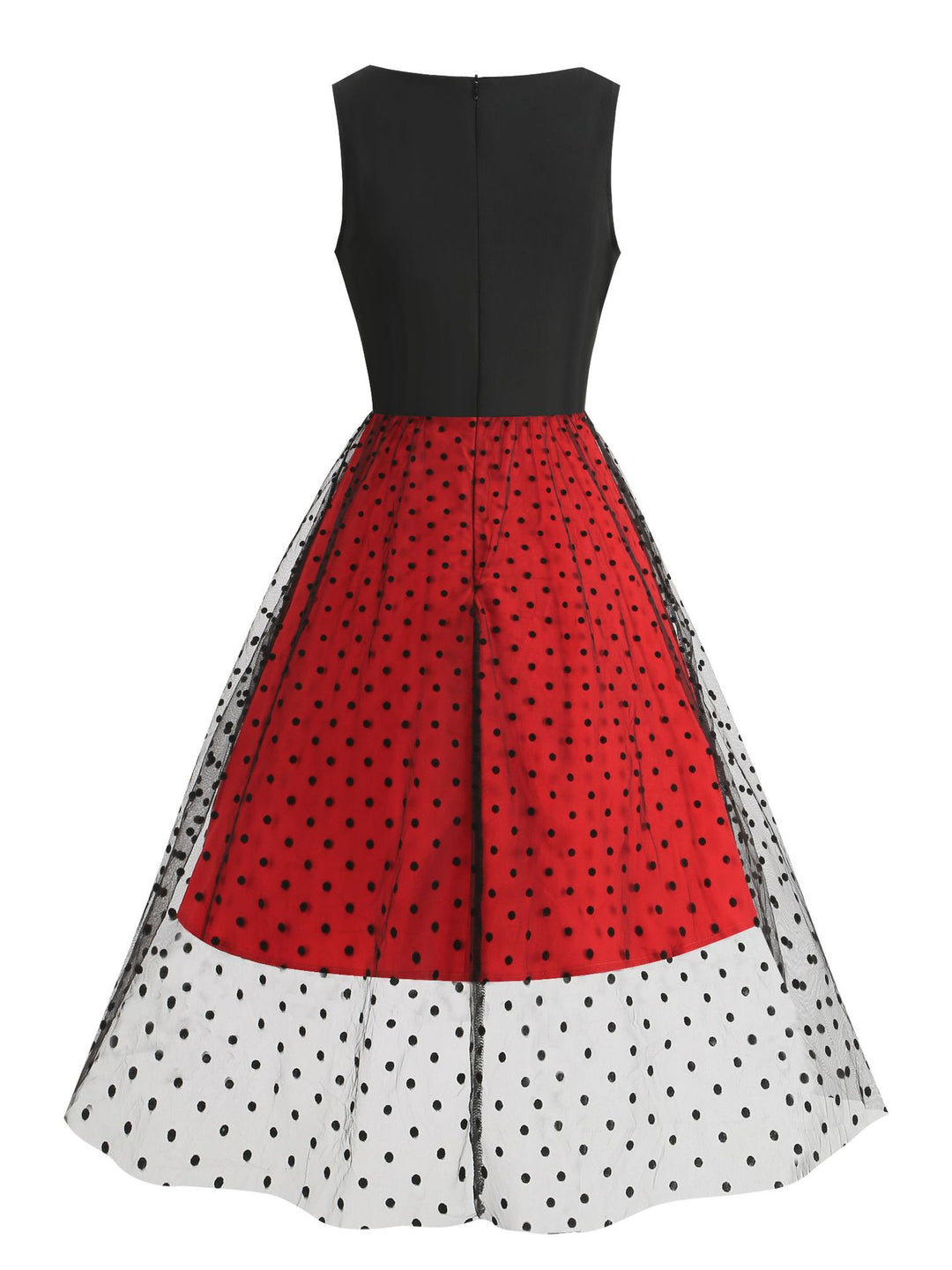 A-Line/Princess 1950s Scoop Sleeveless Tulle Vintage Dresses Polka Dot