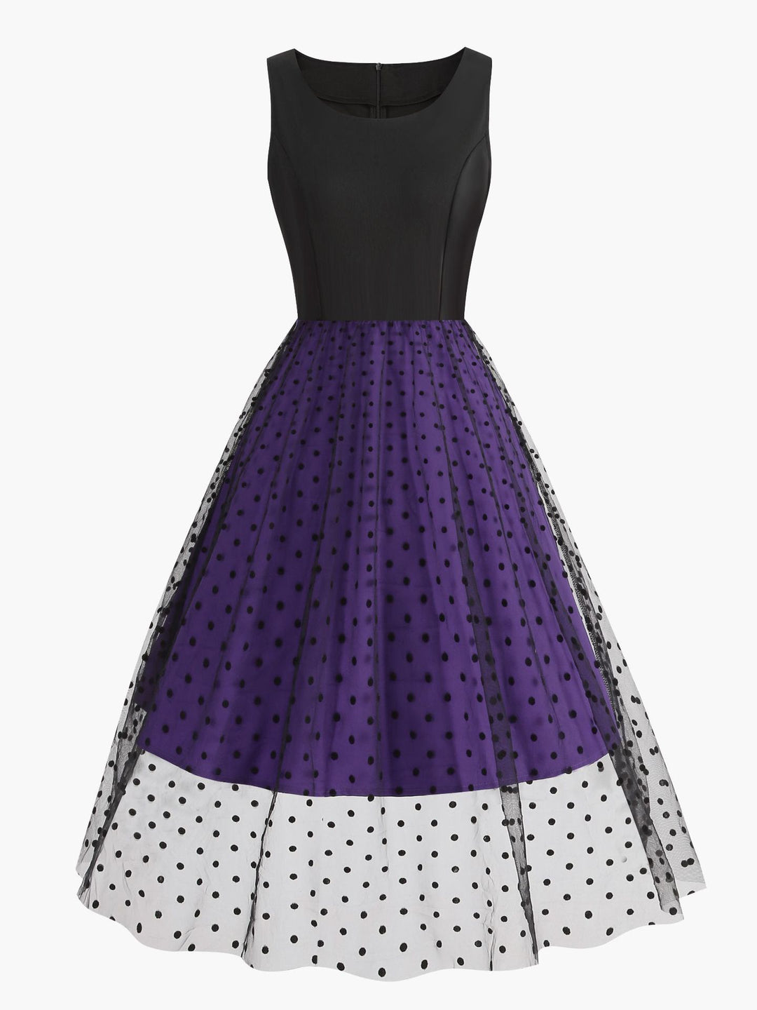 A-Line/Princess 1950s Scoop Sleeveless Tulle Vintage Dresses Polka Dot