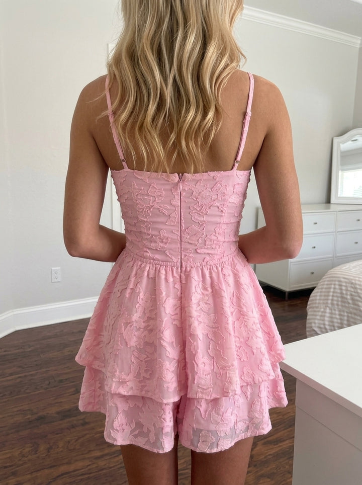 A-Line/Princess Spaghetti Straps Chiffon Floral Homecoming Dresses Sleeveless Short/Mini Ruffles