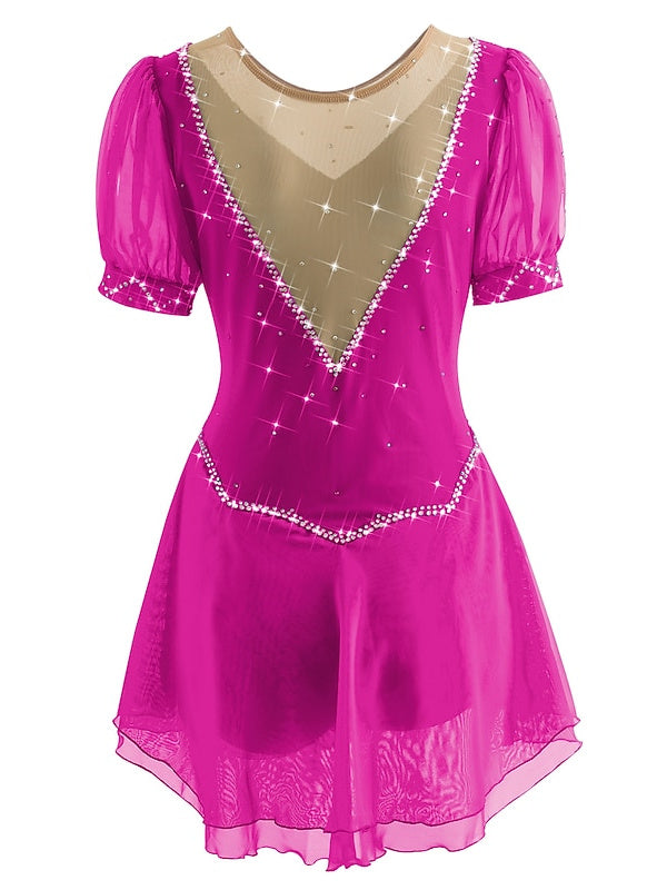 Figure Skating Dress Women's Girls' Short Sleeve Ice Skating Dress