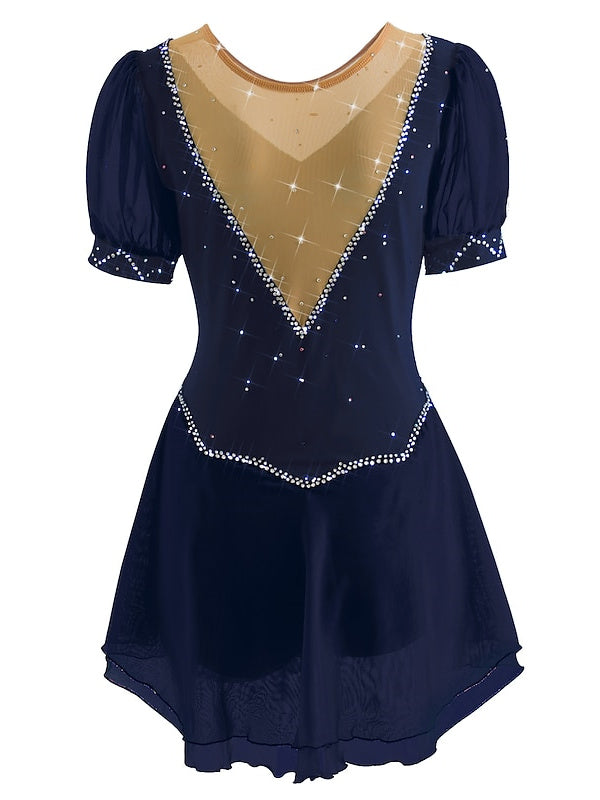 Figure Skating Dress Women's Girls' Short Sleeve Ice Skating Dress