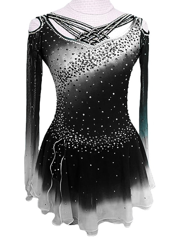 Figure Skating Dress Women's Girls' Ice Long Sleeve Skating Dress