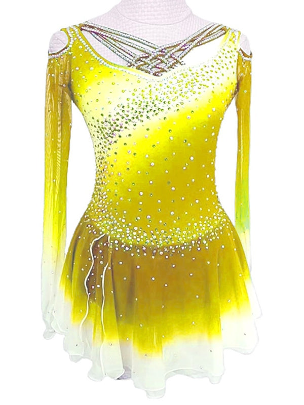 Figure Skating Dress Women's Girls' Ice Long Sleeve Skating Dress