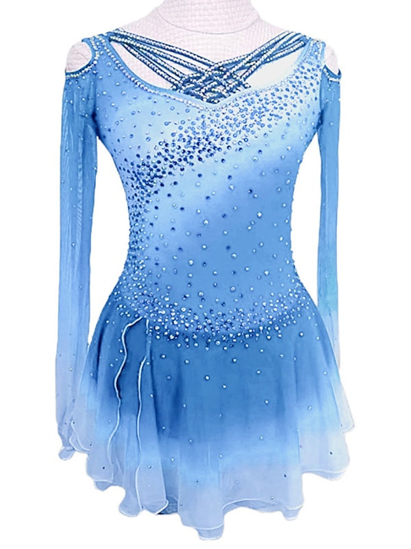 Figure Skating Dress Women's Girls' Ice Long Sleeve Skating Dress