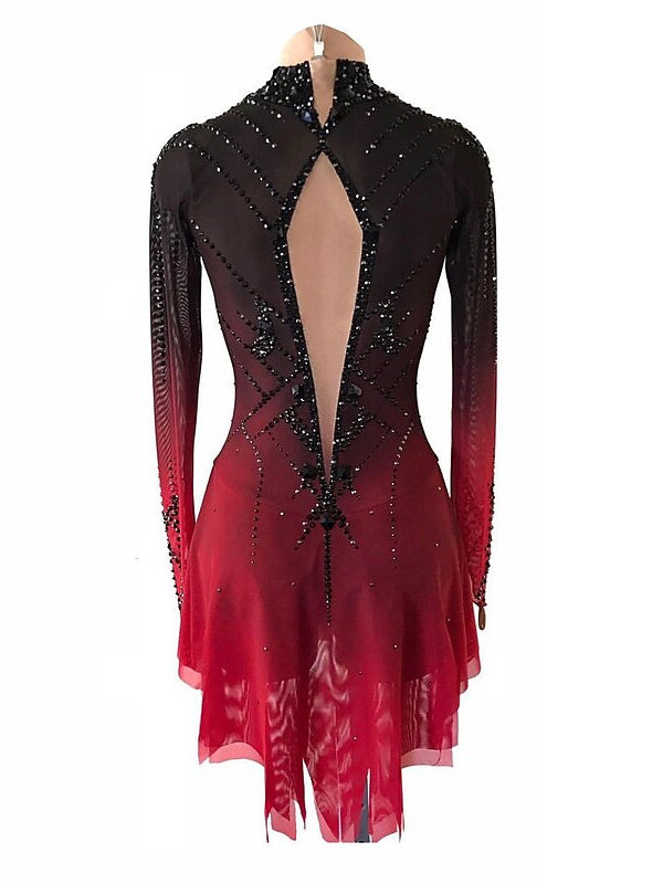 Figure Skating Dress Women's Girls' Long Sleeve Ice Skating Dress