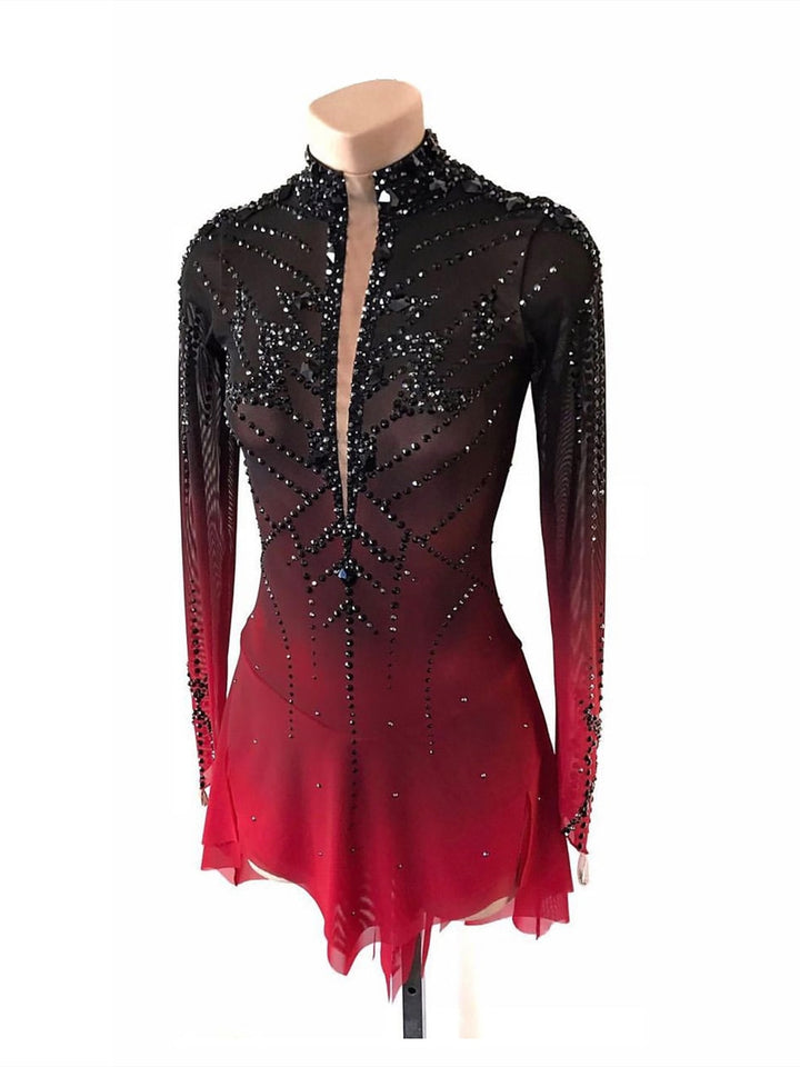 Figure Skating Dress Women's Girls' Long Sleeve Ice Skating Dress