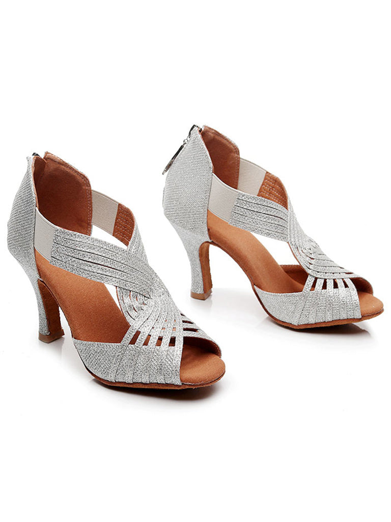 Women's Dancewear Shoes  Rhinestone Sparkling Glitter Buckle High Heel Peep Toe Bridal Shoes