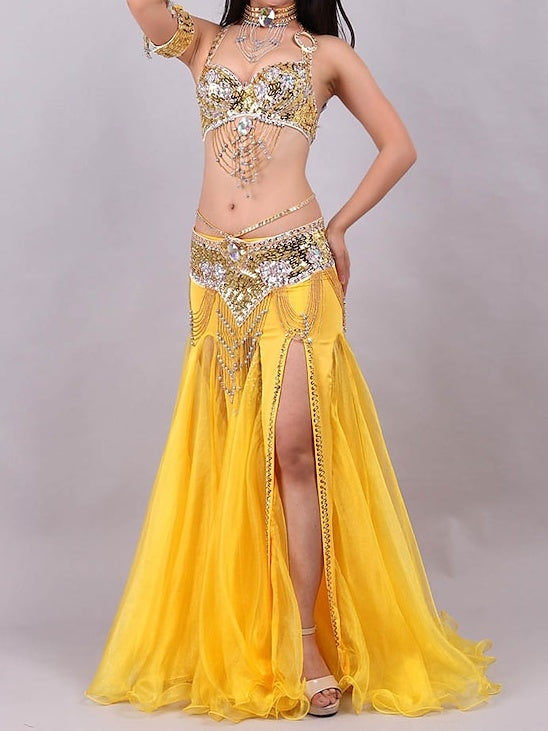 Belly Dance Costumes Sleeveless Skirts Women's Performance With Crystals / Rhinestones & Paillette