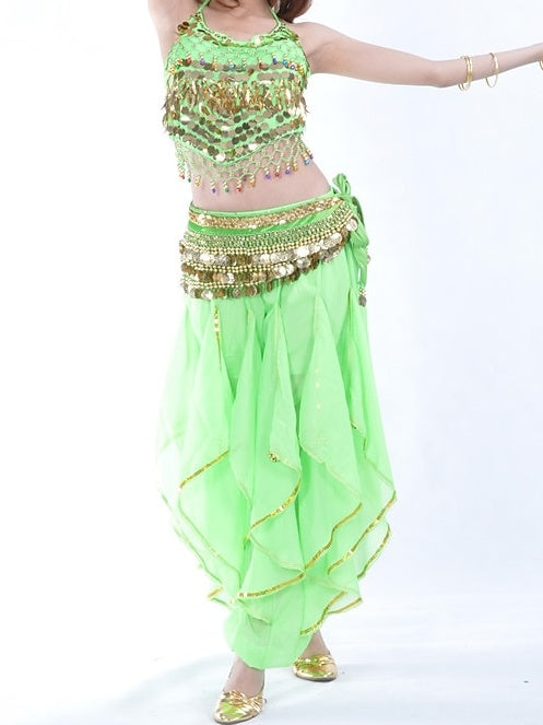 Belly Dance Sleeveless Top Coin Beading Sequin Women's Performance With Beading & Sequin & Coin