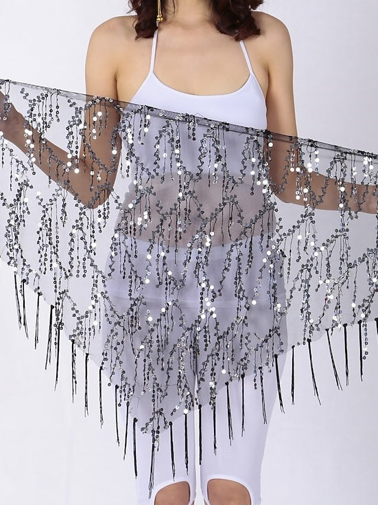 Belly Dance Hip Scarves Women's Performance Chinlon Sequin Hip Scarf Party Accessories