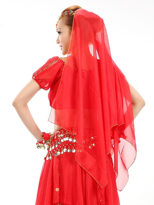 Belly Dance Dance Accessories Headwear Copper Coin Pure Color Splicing Women's Training Performance