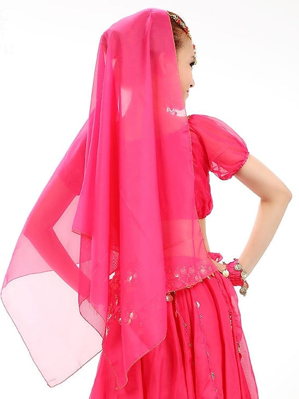 Belly Dance Dance Accessories Headwear Copper Coin Pure Color Splicing Women's Training Performance
