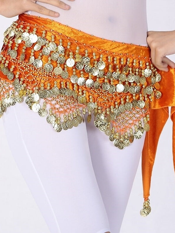 Belly Dance Hip Scarves Women's Performance Polyster Paillette Hip Scarf