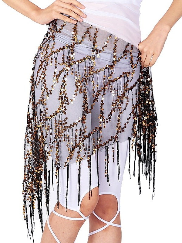 Belly Dance Dance Accessories Belt Glitter Tassel Pure Color Women's Performance