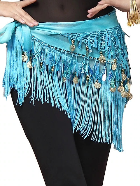Belly Dance Hip Scarves Women's Training Chiffon Gold Coin Christmas Decorations