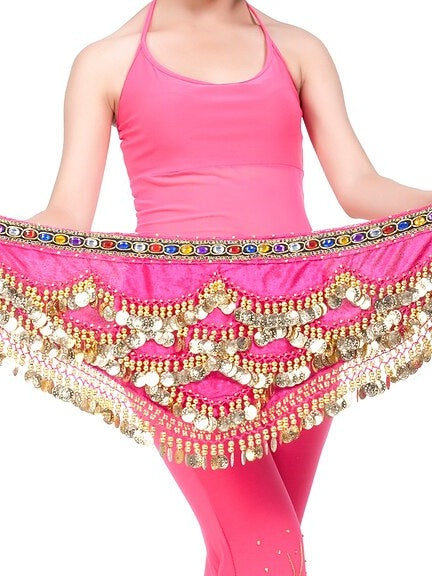 Belly Dance Hip Scarf Coin Beading Women's Training