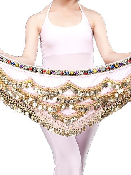 Belly Dance Hip Scarf Coin Beading Women's Training
