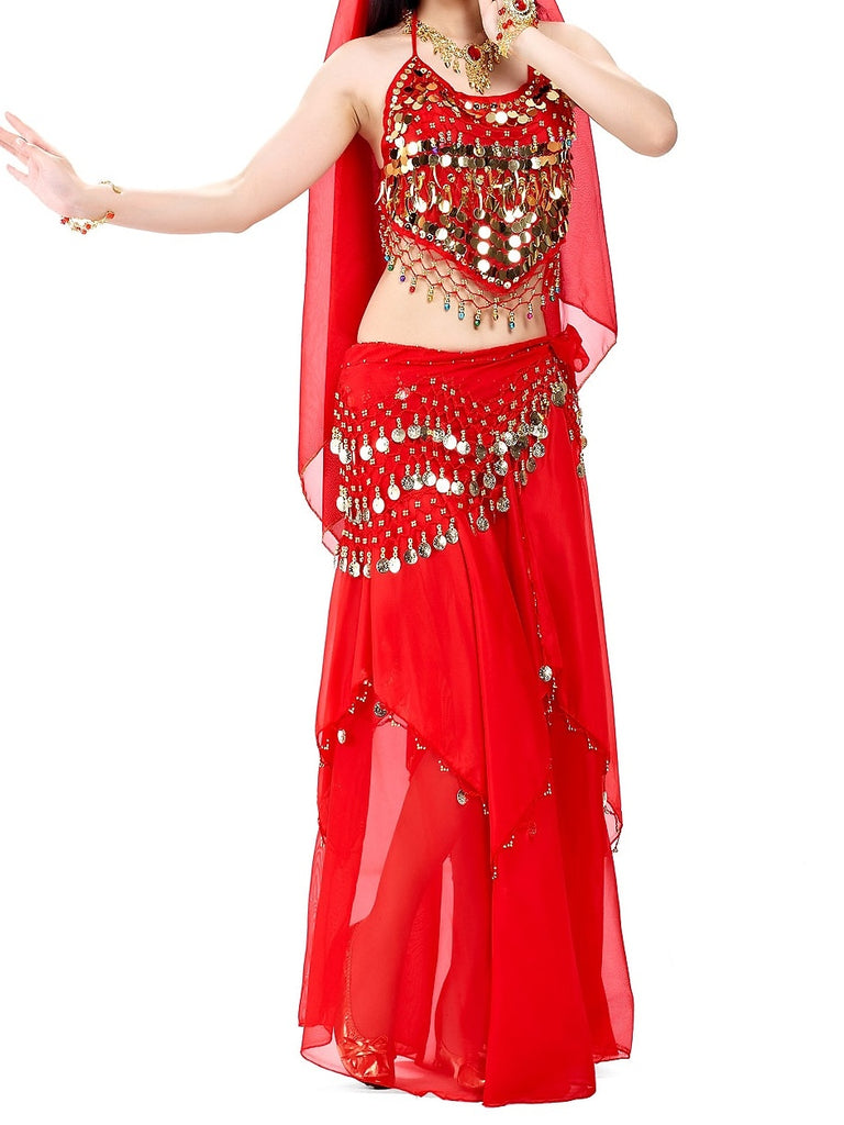 Belly Dance Top Coin Beading Sequin Women's Performance - Mondressy