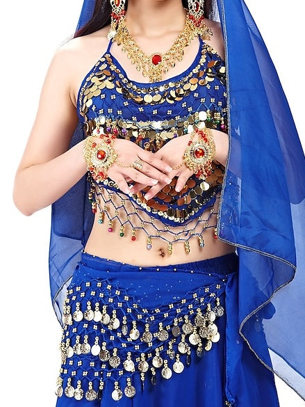 Belly Dance Top Coin Beading Sequin Women's Performance - Mondressy