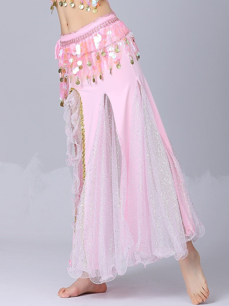 Belly Dance Skirts Pure Color Splicing Tulle Women's Performance