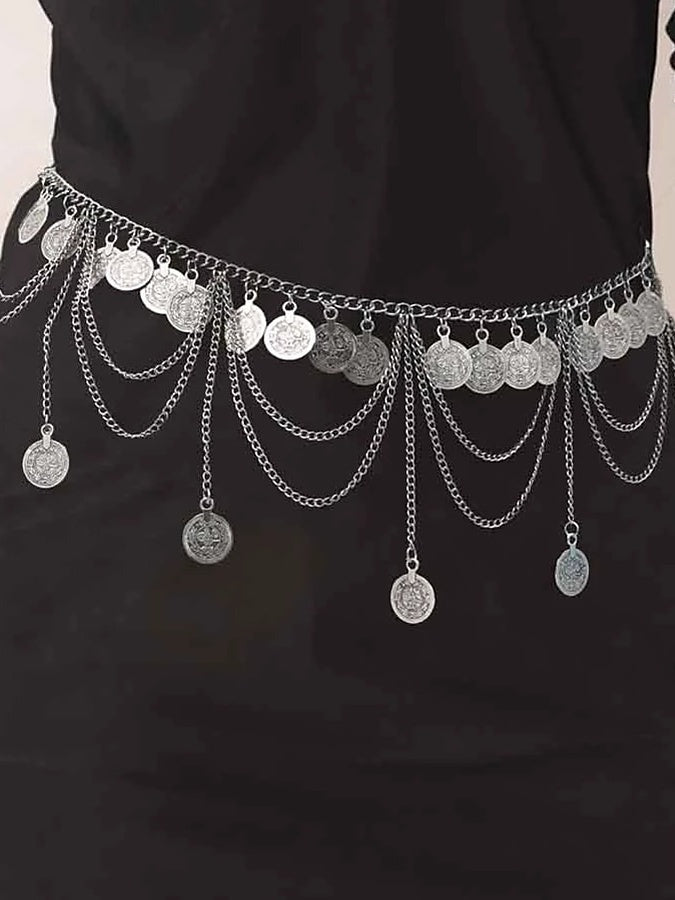 Belly Dance Dance Accessories Belt Metal Chain Gold Coin Silver Coin Women's Performance