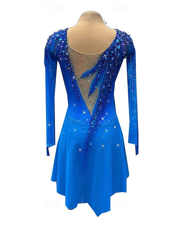 Figure Skating Dress Women's Girls' Long Sleeve Ice Skating Dress