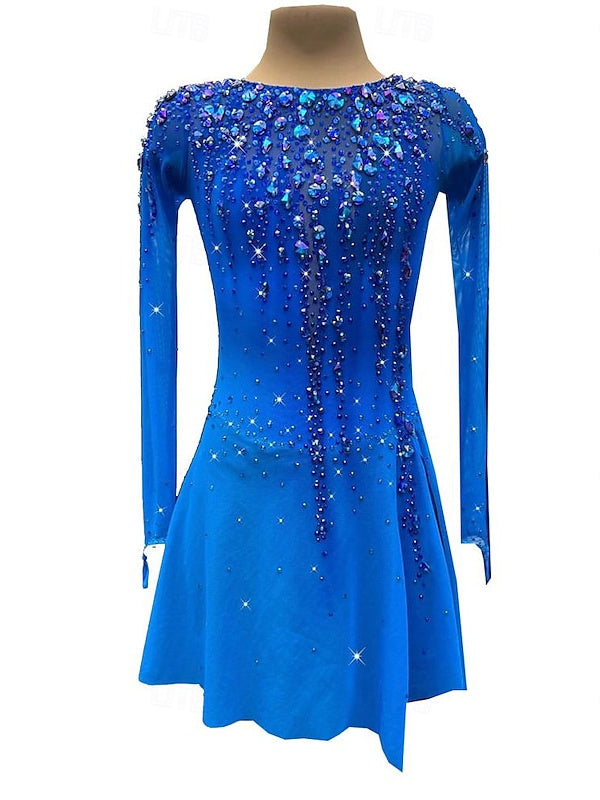 Figure Skating Dress Women's Girls' Long Sleeve Ice Skating Dress