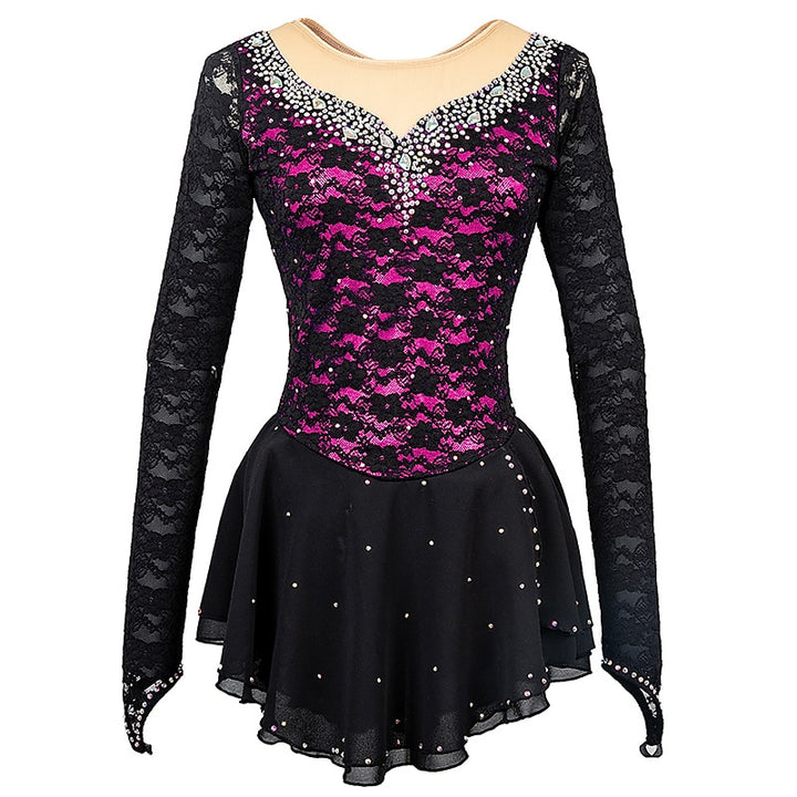 Figure Skating Women's Girls' Long Sleeve Training Practice Ice Skating Dress