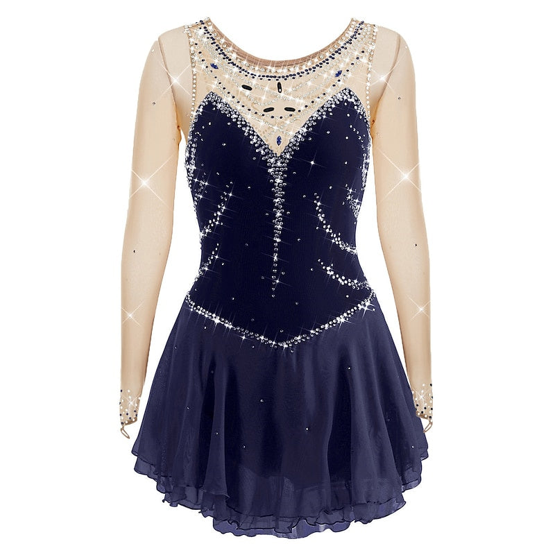 Figure Skating Women's Girls' Sleeveless Training Practice Sparkly Ice Skating Dress