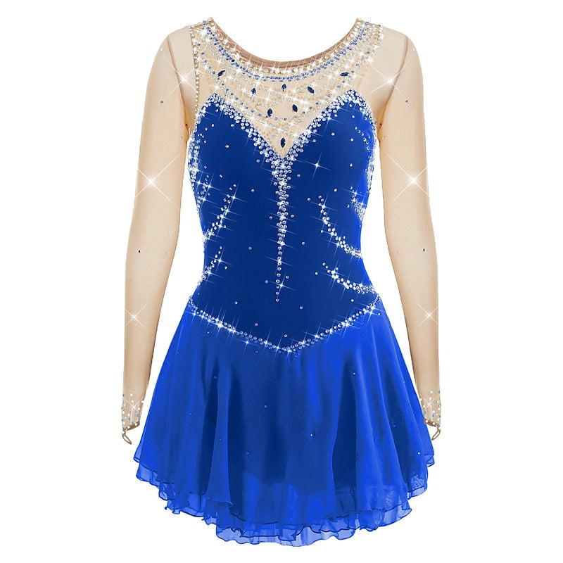 Figure Skating Women's Girls' Sleeveless Training Practice Sparkly Ice Skating Dress