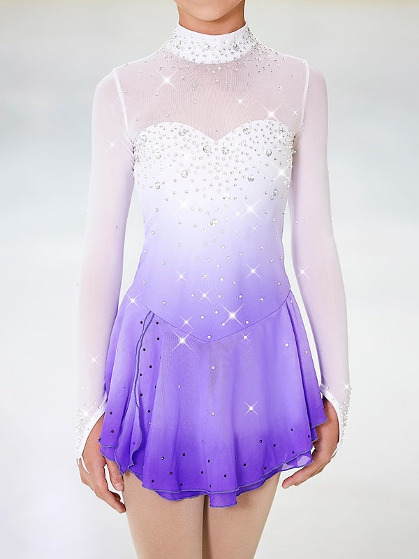 Figure Skating Women's Girls' Training Practice Long Sleeve Ice Skating Dress