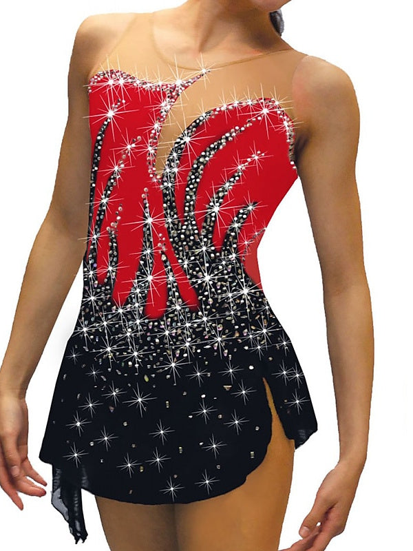 Figure Skating Women's Girls' Training Practice Sleeveless Ice Skating Dress