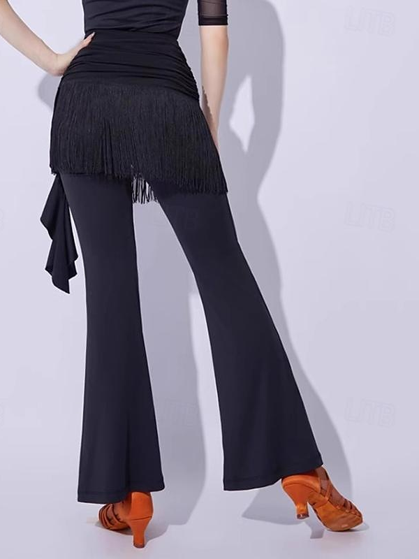 Women's Dancewear Pants Tassel Pure Color Splicing Women's Performance Training Milk Fiber