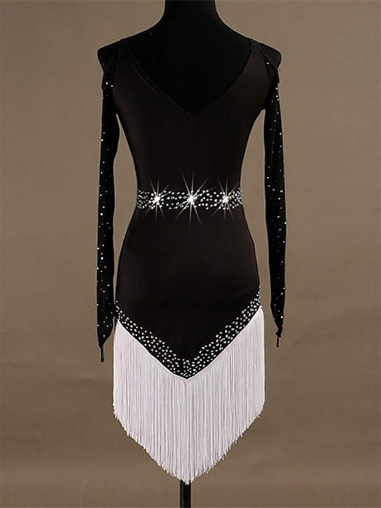 Women's  Latin Dance  Dress Crystals / Rhinestones Women‘s Training Long Sleeve High Spandex Tulle