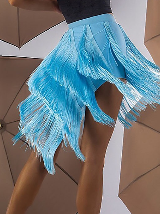 Women's Dancewear Latin Dance Activewear Skirts Tassel  Splicing Pure Color Women's Performance Training High Spandex