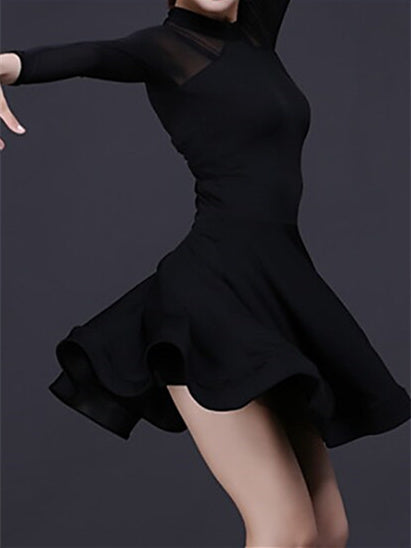 Women's Dancewear Latin Dance Spandex Activewear Leotard / Onesie Solid Splicing Pure Color Long Sleeve High