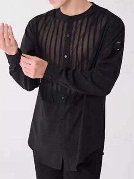 Latin Dance Shirt Long Sleeve Spandex Splicing Men's Performance Daily Wear