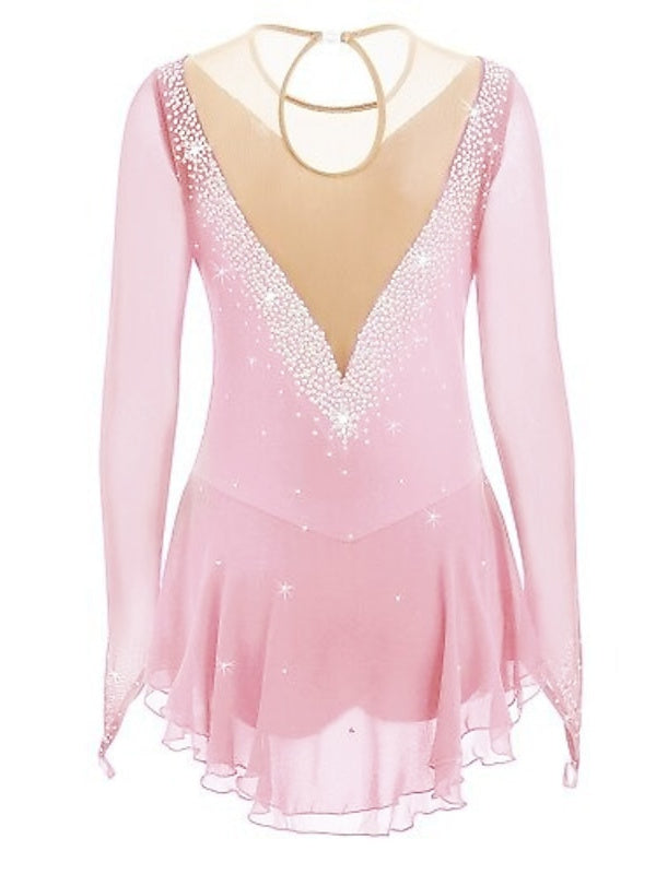 Figure Skating Dress Women's Girls' Ice Skating Dress  Patchwork Mesh Rhinestone High Elasticity Ice Skating Dress