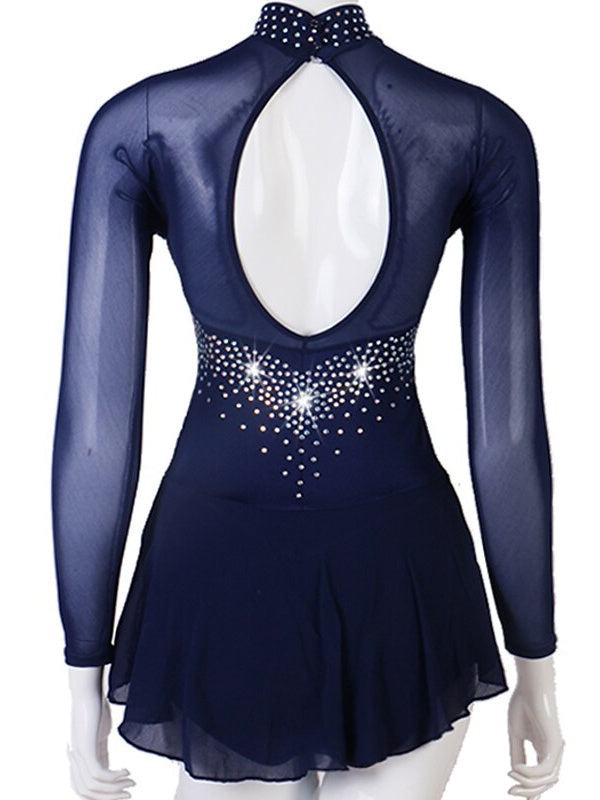 Figure Skating Dress Women's Girls' Ice Skating Dress Mesh Spandex Patchwork High Elasticity Skating Dancewear Dress