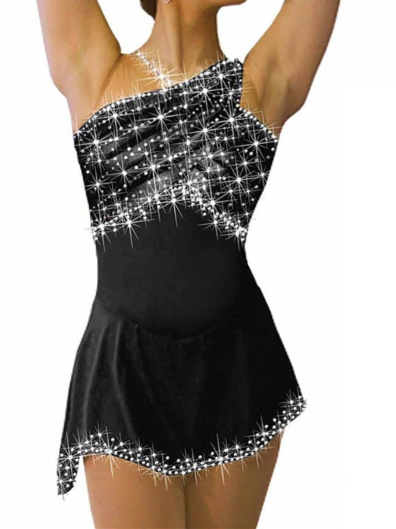 Figure Skating Dress Women's Girls'  Spandex High Elasticity Sleeveless Ice Skating Dress