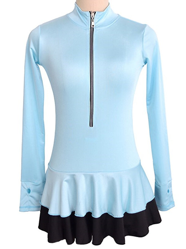 Figure Skating Top Women's Girls' Ice Dancewear Skating Dress Thumbhole Spandex Ice Skating Dress