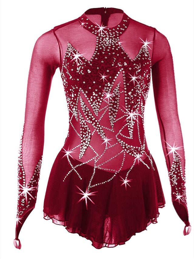 Figure Skating Dress Women's Girls' Dancewear High Elasticity Floral Botanical  Ice Skating Dress