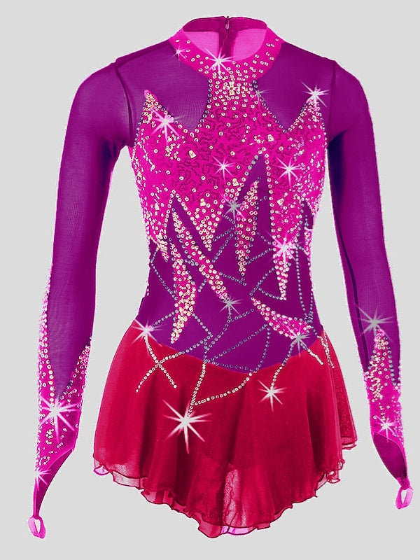 Figure Skating Dress Women's Girls' Dancewear High Elasticity Floral Botanical  Ice Skating Dress