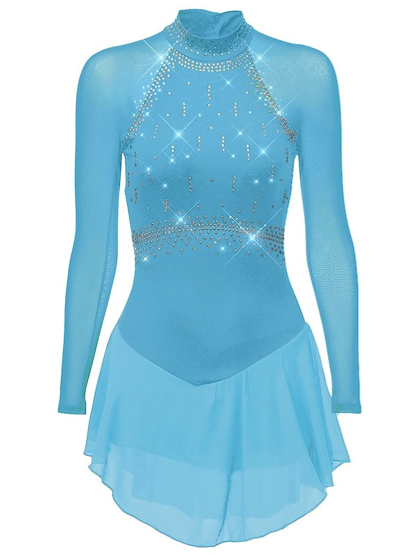 Figure Skating Dress Women's Girls' Classic Crystal/Rhinestone Long Sleeve Dancewear Skating Dress